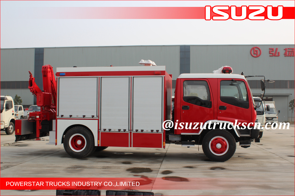 2015 Isuzu Lighting Emergency Rescue Vehicle Fire Truck na may Truck Crane para sa LAOS