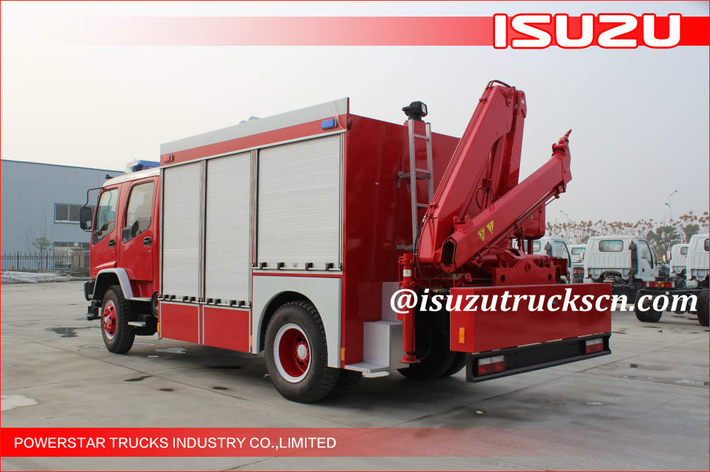 2015 Isuzu Lighting Emergency Rescue Vehicle Fire Truck na may Truck Crane para sa LAOS