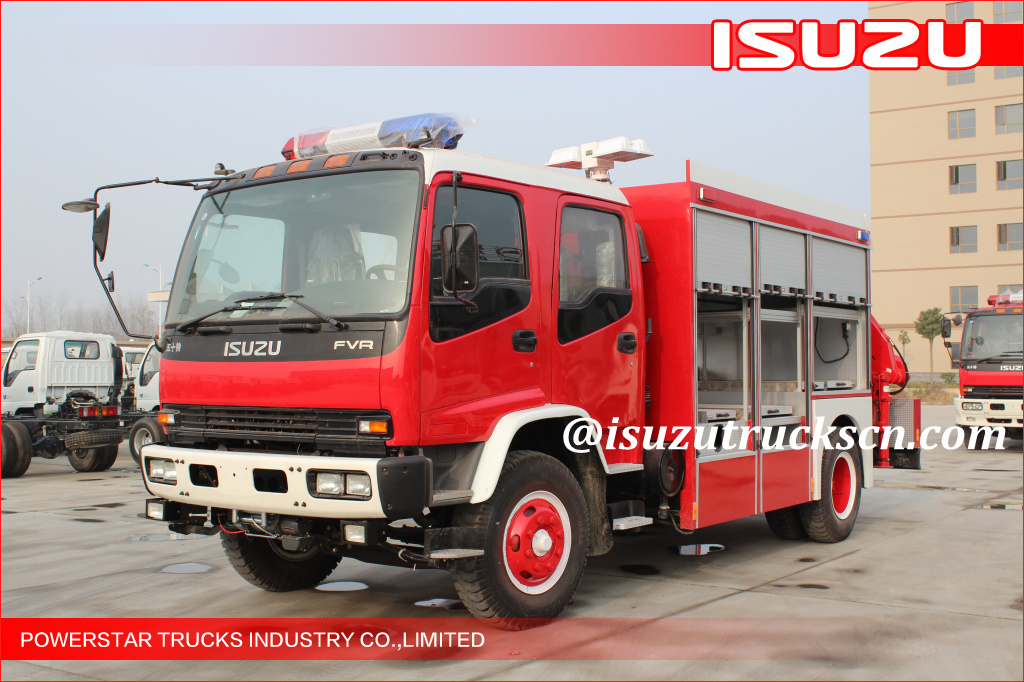 2015 Isuzu Lighting Emergency Rescue Vehicle Fire Truck na may Truck Crane para sa LAOS