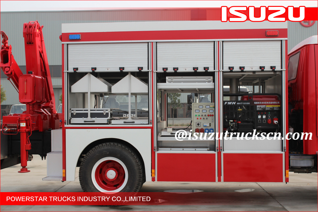 2015 Isuzu Lighting Emergency Rescue Vehicle Fire Truck na may Truck Crane para sa LAOS