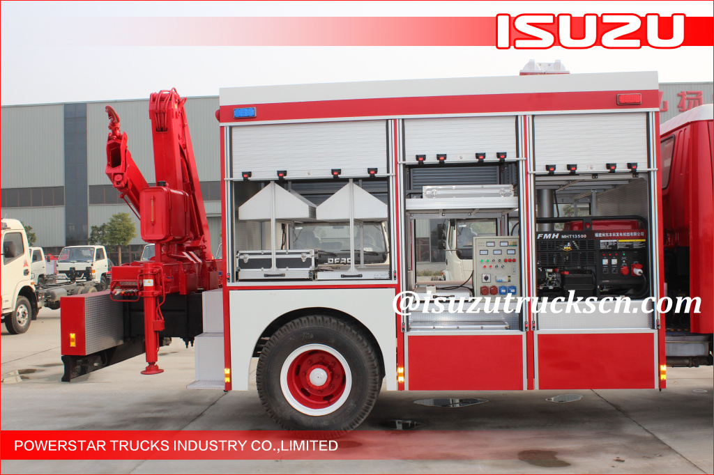 2015 Isuzu Lighting Emergency Rescue Vehicle Fire Truck na may Truck Crane para sa LAOS