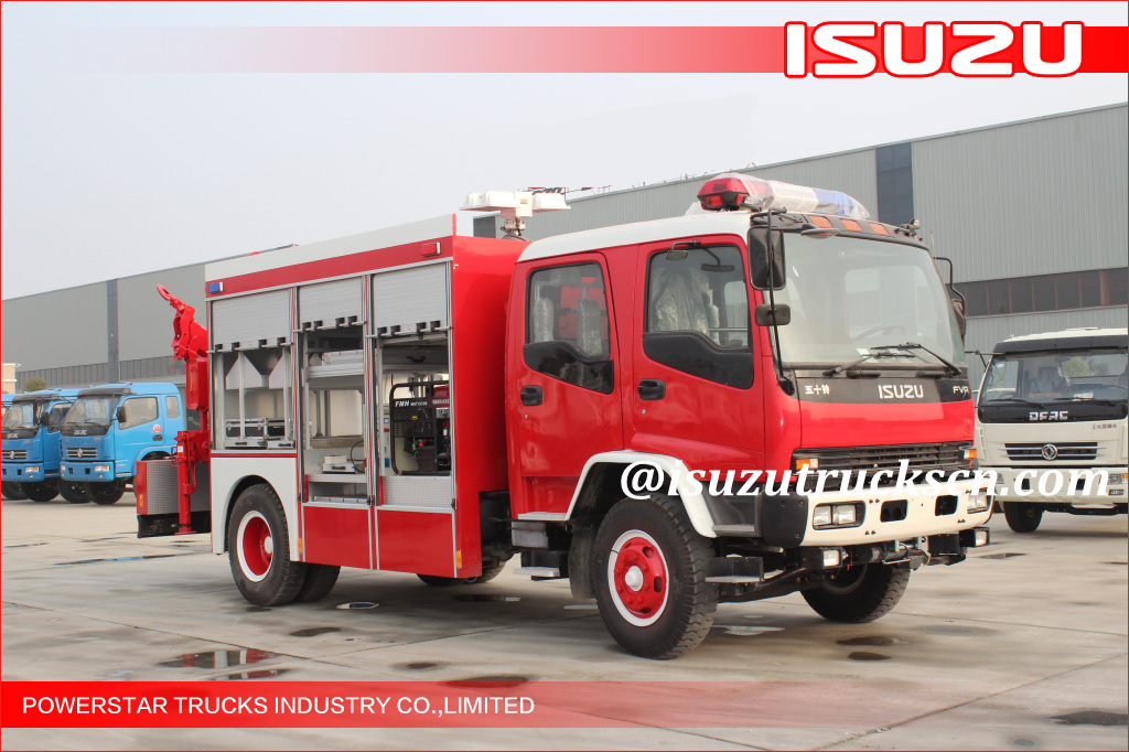 2015 Isuzu Lighting Emergency Rescue Vehicle Fire Truck na may Truck Crane para sa LAOS