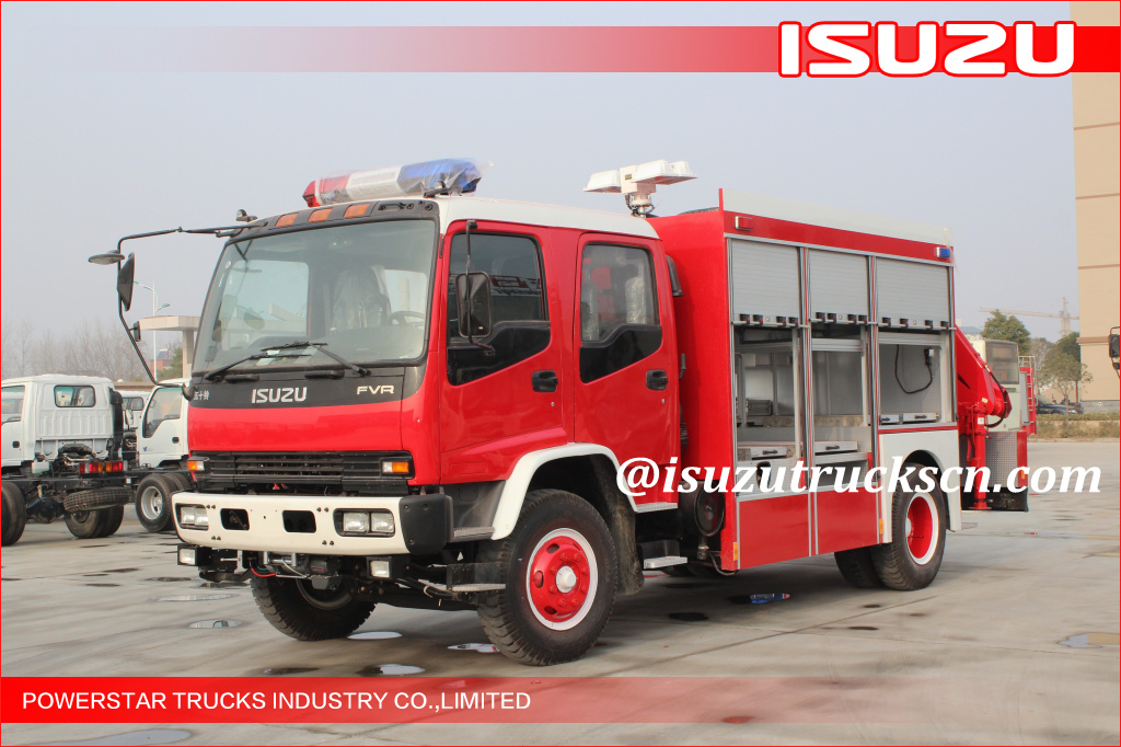 2015 Isuzu Lighting Emergency Rescue Vehicle Fire Truck na may Truck Crane para sa LAOS