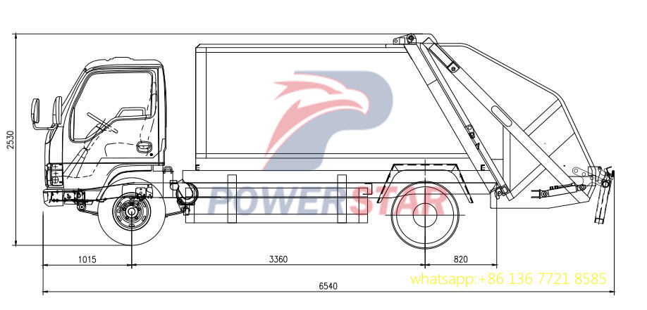 5cbm garbage compactor truck body kit up structure