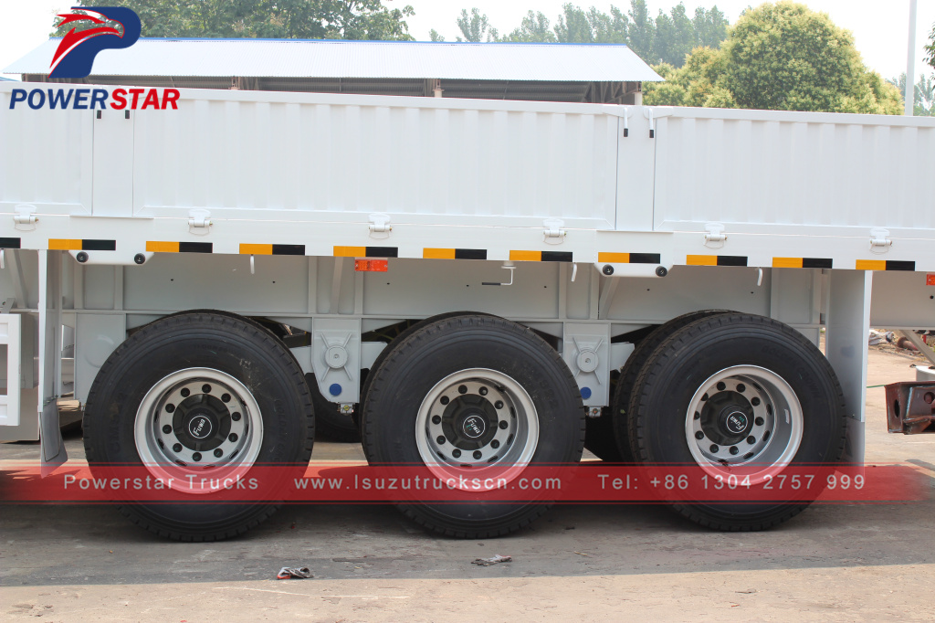 detail pictures for drop side semi trailer bulk cargo transport semi trailer 3 axle 45T payload