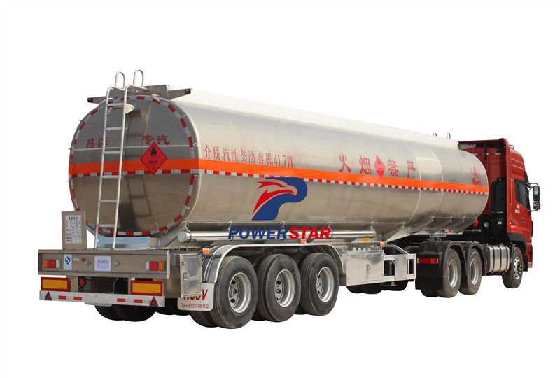 Powerstar brand Aluminum Alloy Feul Tanker Truck Semi Trailer 3 axle oil trailer 40 m3