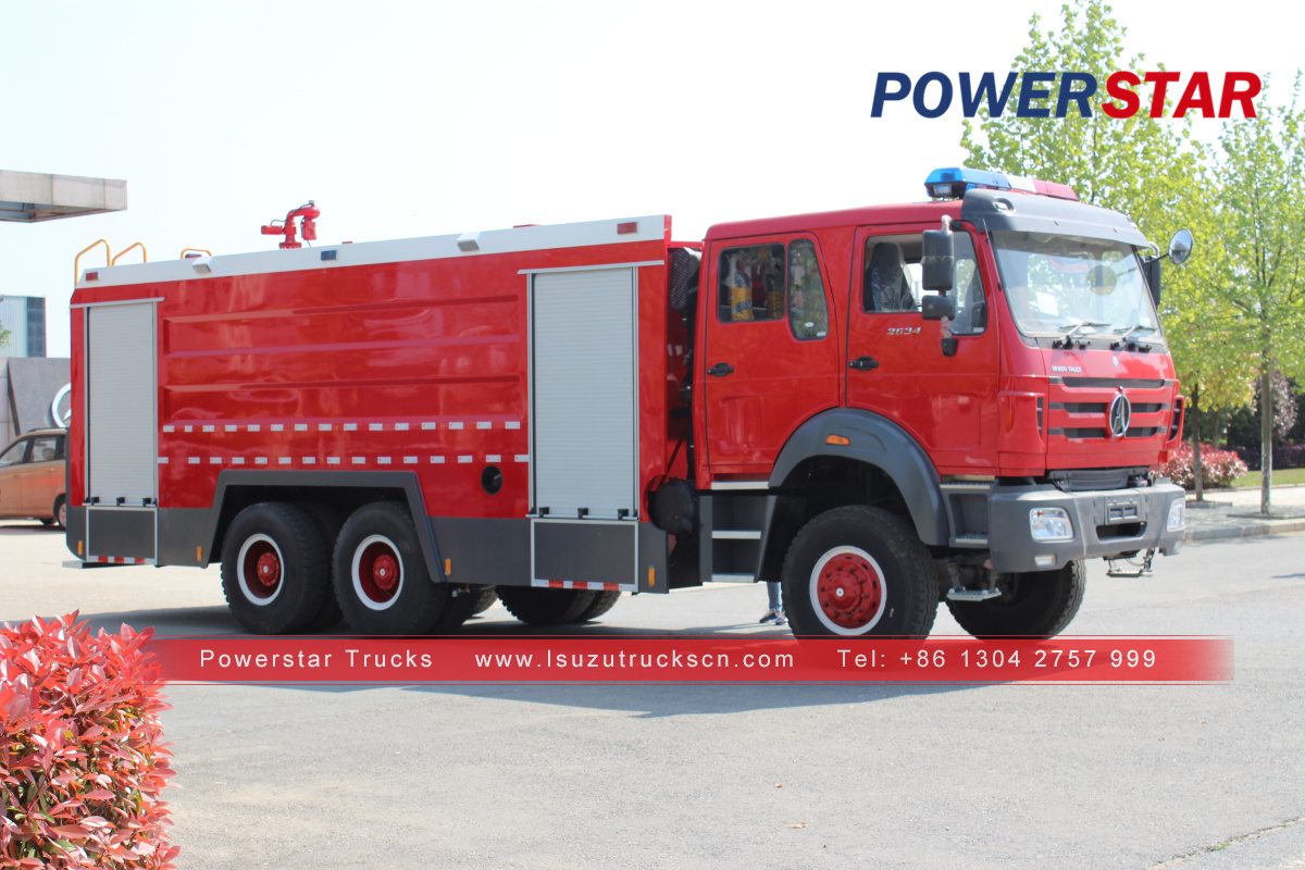 China 6x4 10000L-15000L Beiben water foam tank fire fighting truck na na-export sa Uganda