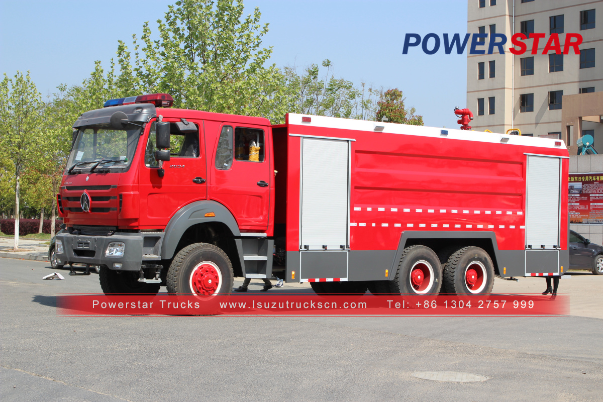 China 6x4 10000L-15000L Beiben water foam tank fire fighting truck na na-export sa Uganda