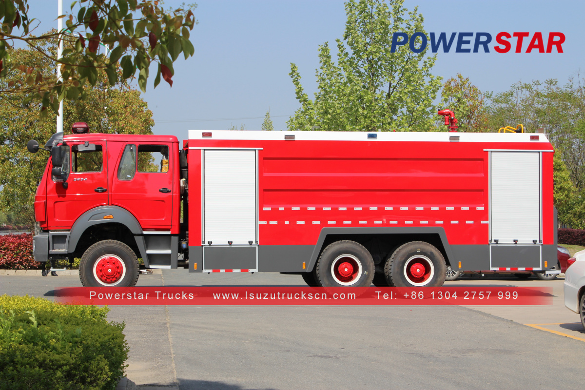 China 6x4 10000L-15000L Beiben water foam tank fire fighting truck na na-export sa Uganda