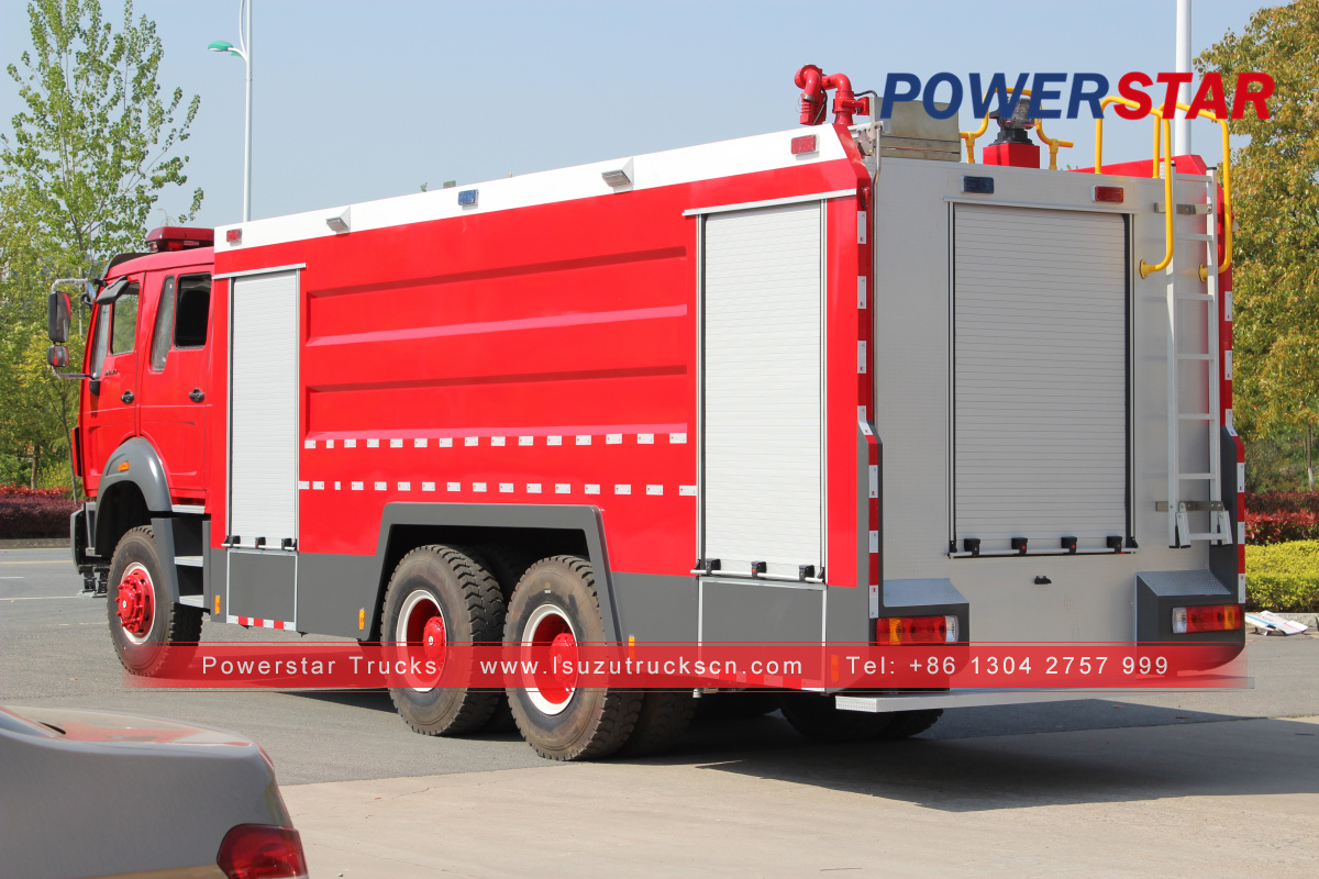 China 6x4 10000L-15000L Beiben water foam tank fire fighting truck na na-export sa Uganda