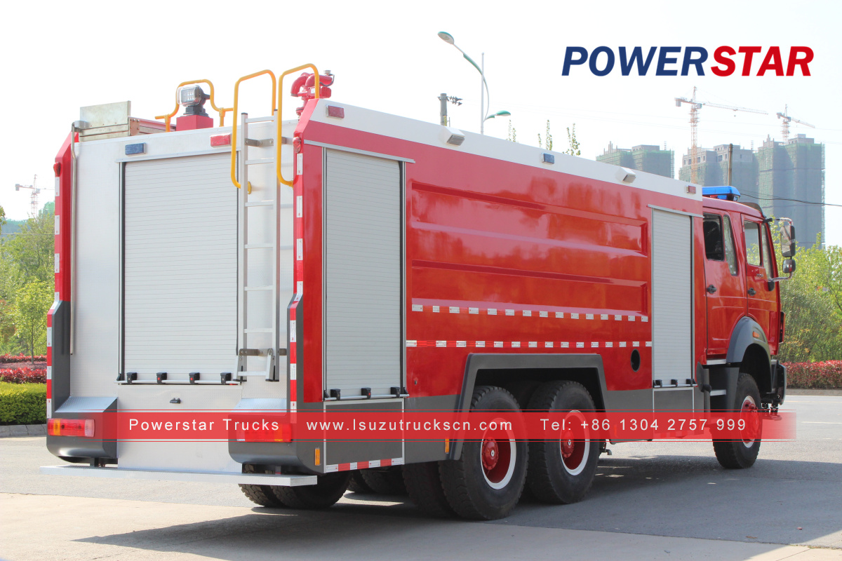 China 6x4 10000L-15000L Beiben water foam tank fire fighting truck na na-export sa Uganda