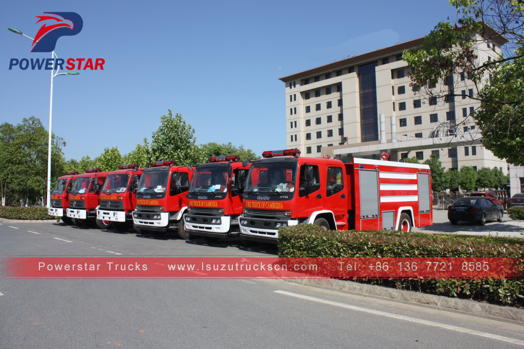 Cambodia FTR FVR Emergency Response Fire Vehicles Isuzu Water foam Mga trak na panlaban sa sunog para sa pagbebenta