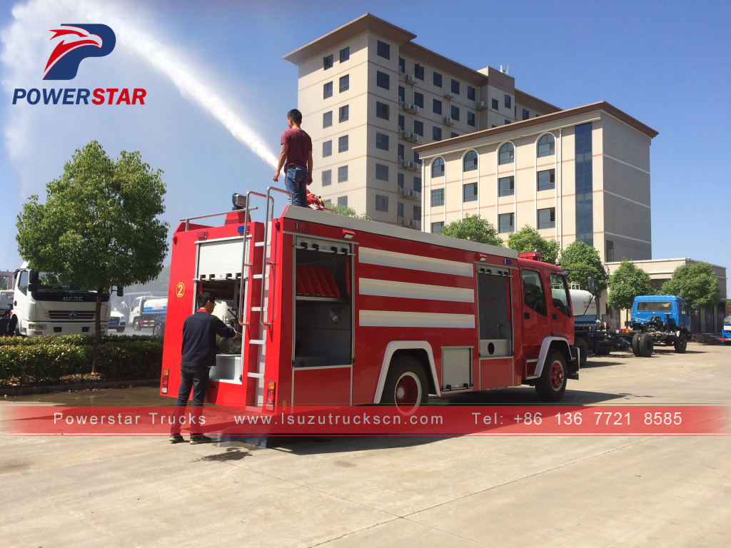 Cambodia FTR FVR Emergency Response Fire Vehicles Isuzu Water foam Mga trak na panlaban sa sunog para sa pagbebenta