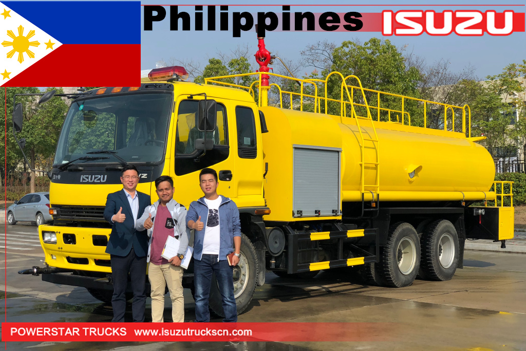 Pilipinas ISUZU FVZ road sprinkler water tank fire truck 14000L water bowser truck para ibenta