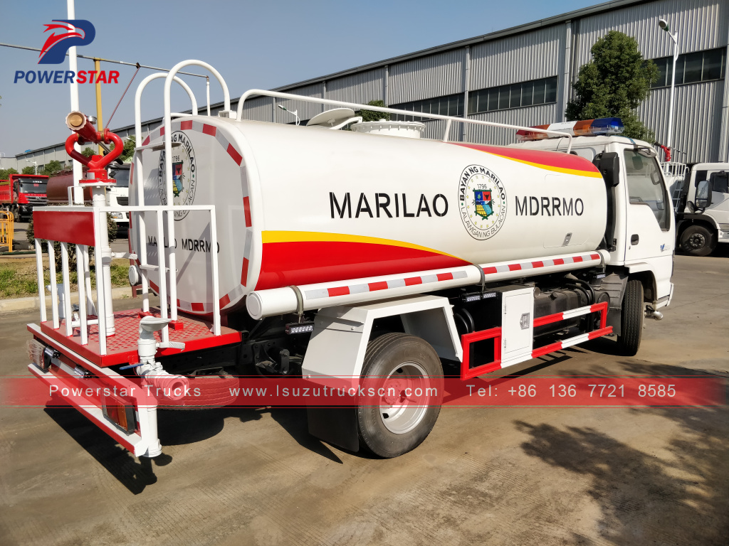 Pilipinas market Isuzu 3-5CBM water delivery tanker water spray trucks para sa pagbebenta