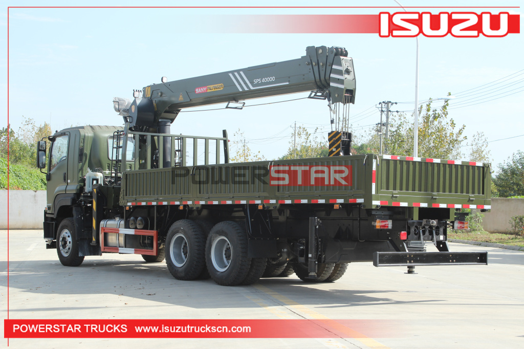 Military ISUZU VC46 sidewall Fence Dropside 10wheeler Cargo Trucks with Palfinger crane SPS40000 for sale