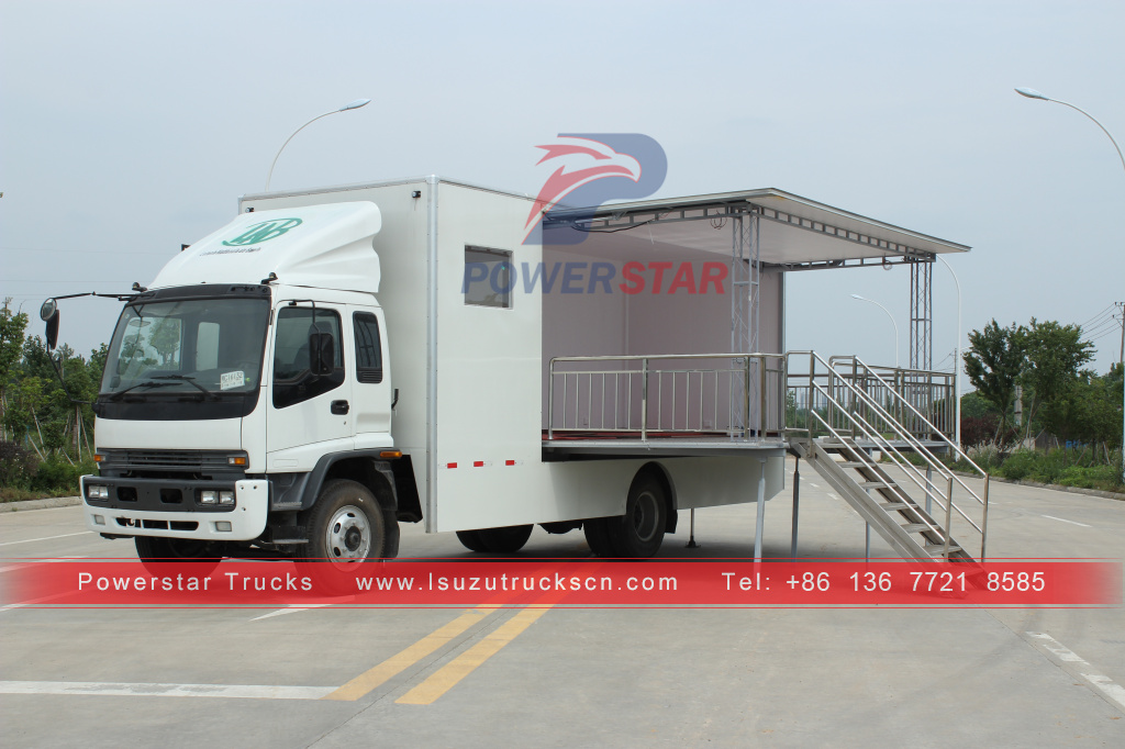 Africa Benin Bagong ISUZU Outdoor Election Vote Car Mobile Advertising Show Truck na may Foldable Stage