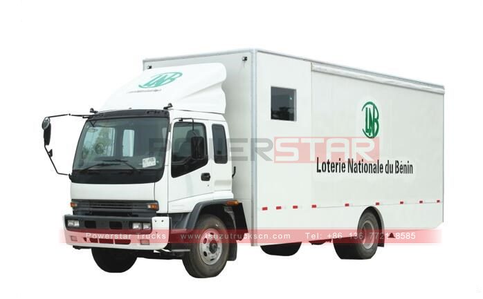 Africa Benin Bagong ISUZU Outdoor Election Vote Car Mobile Advertising Show Truck na may Foldable Stage