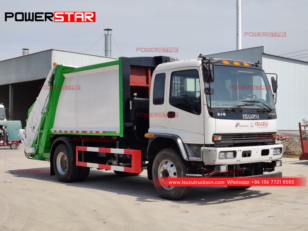 Mongolia ISUZU FTR/FVR refuse compactor truck at NPR boom crane truck