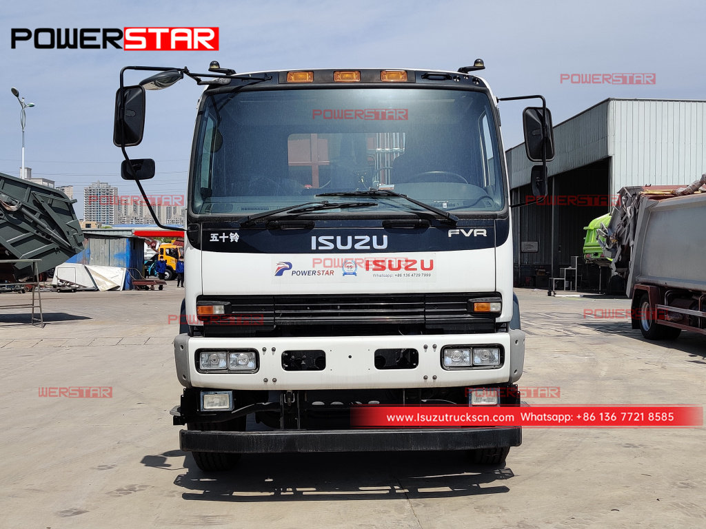 Mongolia ISUZU FTR/FVR refuse compactor truck at NPR boom crane truck