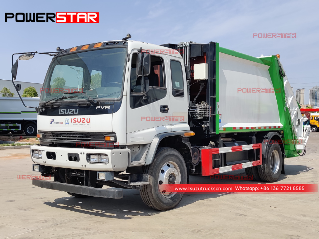 Mongolia ISUZU FTR/FVR refuse compactor truck at NPR boom crane truck