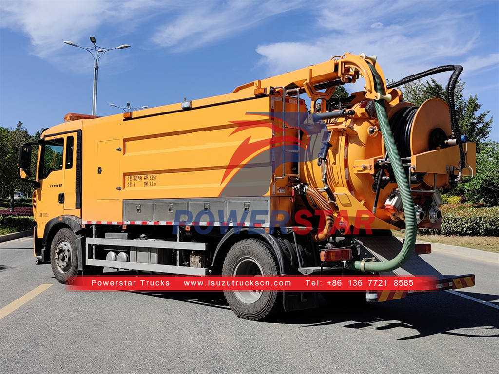 Durable ISUZU GIGA 14000L combination jetting and vacuum truck