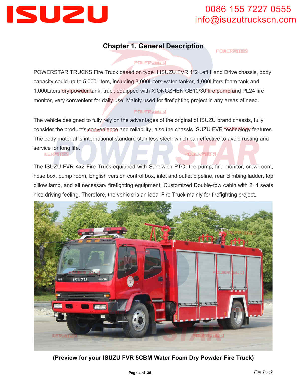 POWERSTAR TRUCKS ISUZU FVR Water & Foam at Powder Fire Truck