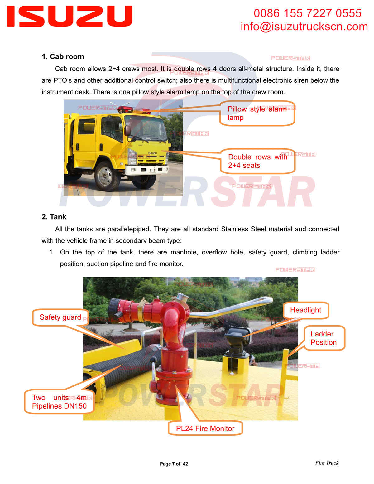 POWERSTAR ISUZU ELF Water & Foam Fire Truck export sa Dubai