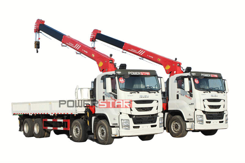 Isuzu truck na may palfinger crane