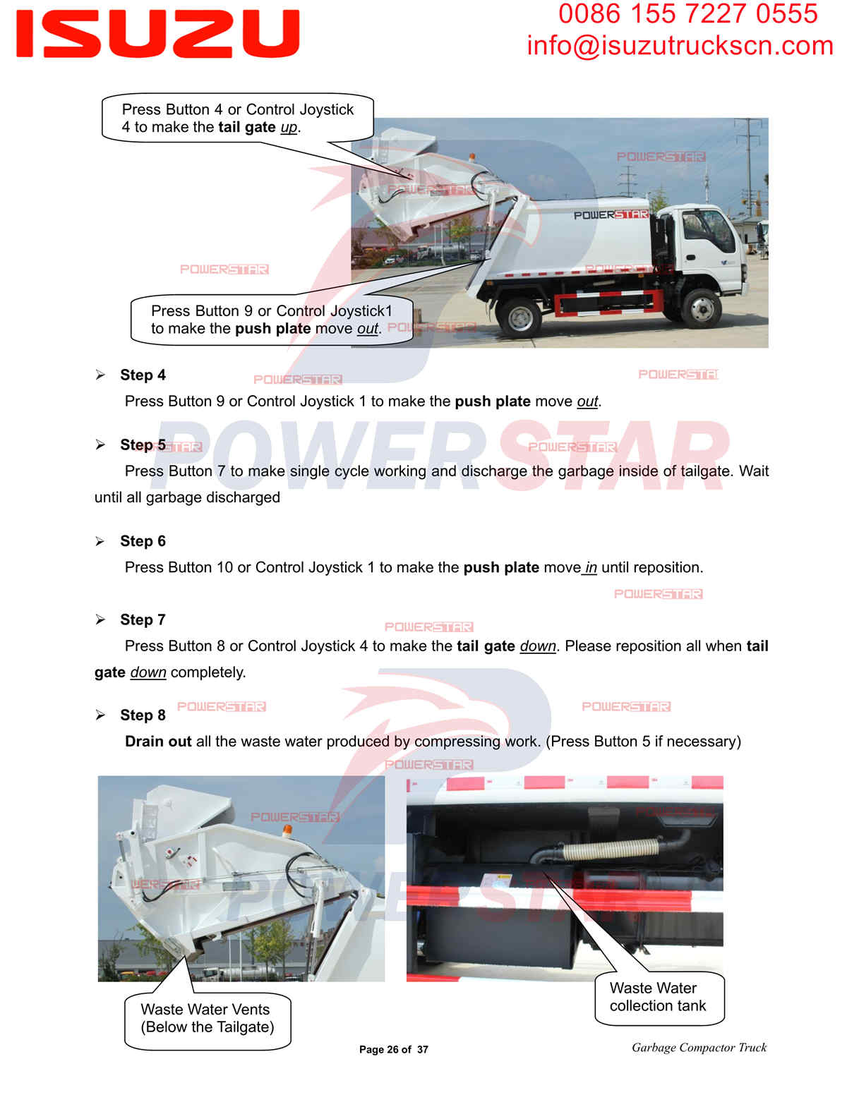 POWERSTAR Garbage Compactor Operation Manual