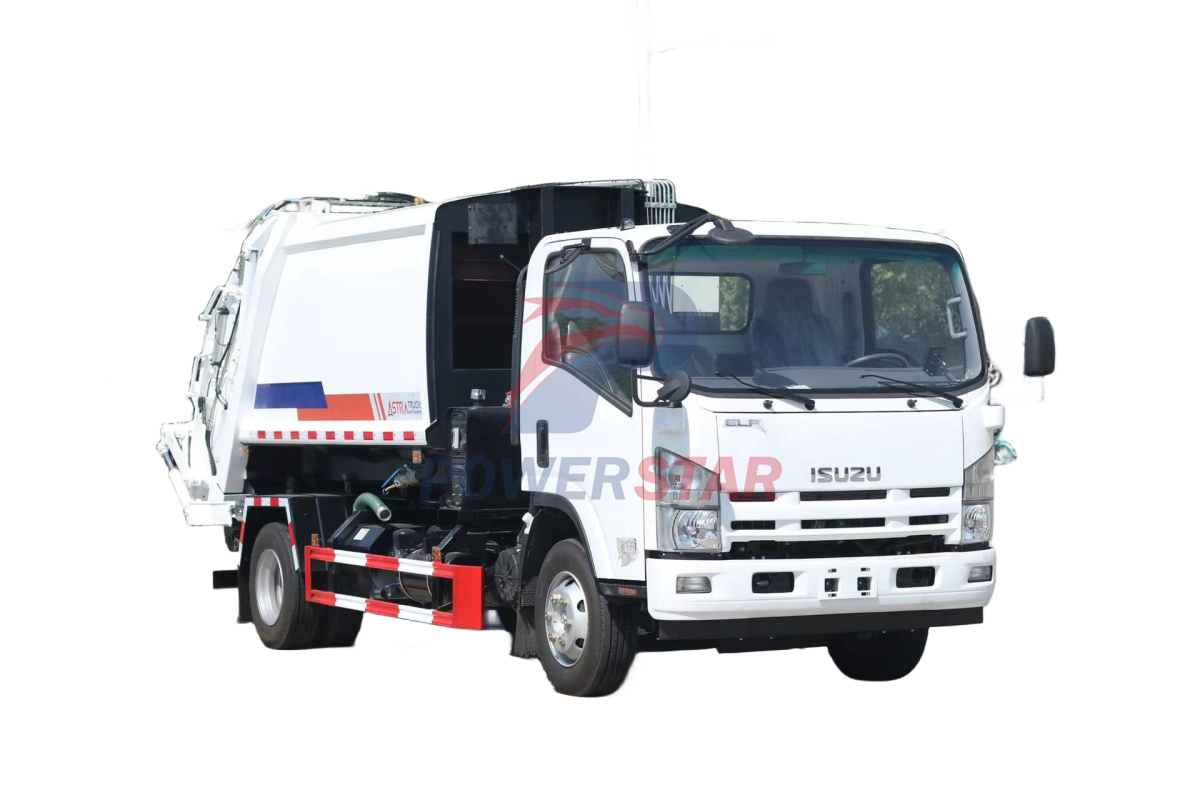 Isuzu NPR hooklift truck mount garbage compactor trucks application