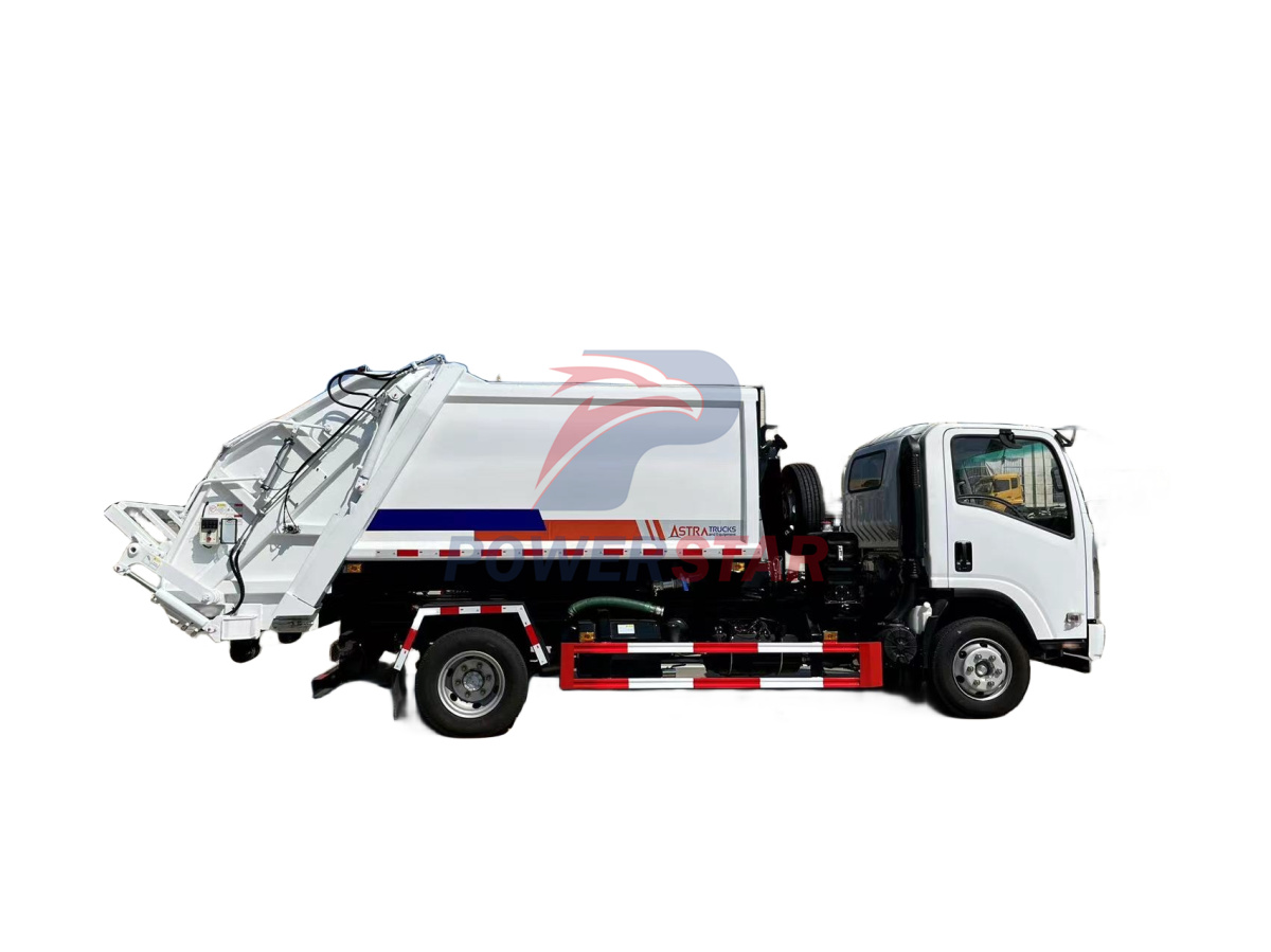 Isuzu NPR hooklift truck mount garbage compactor trucks application