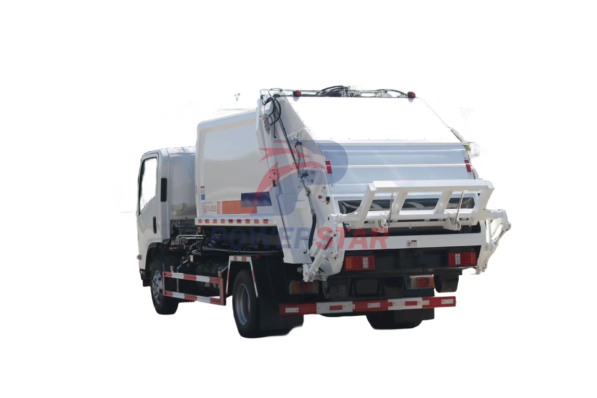 Isuzu NPR hooklift truck mount garbage compactor trucks application