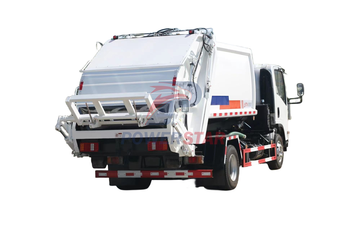 Isuzu NPR hooklift truck mount garbage compactor trucks application