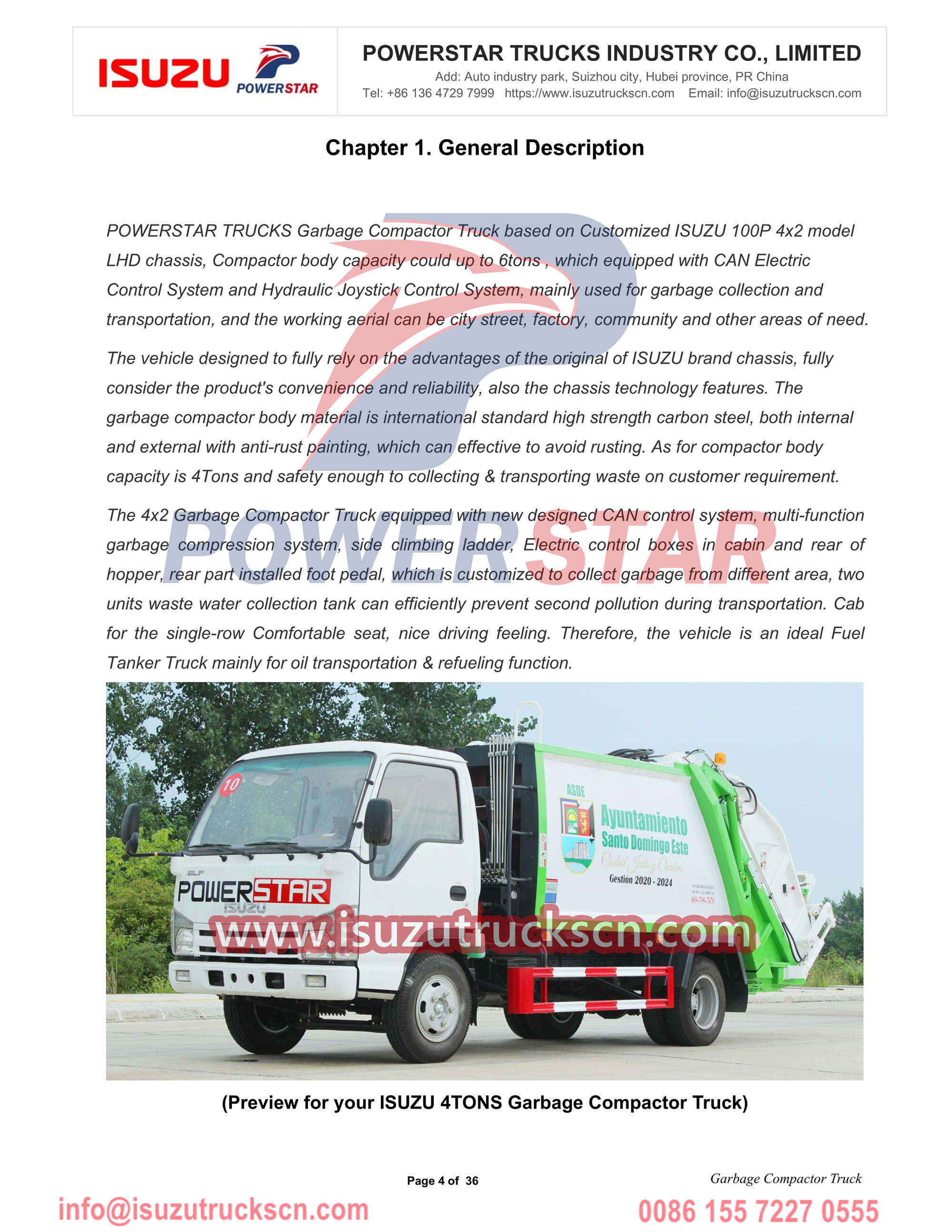 Isuzu NKR tanggihan ang compactor truck manual