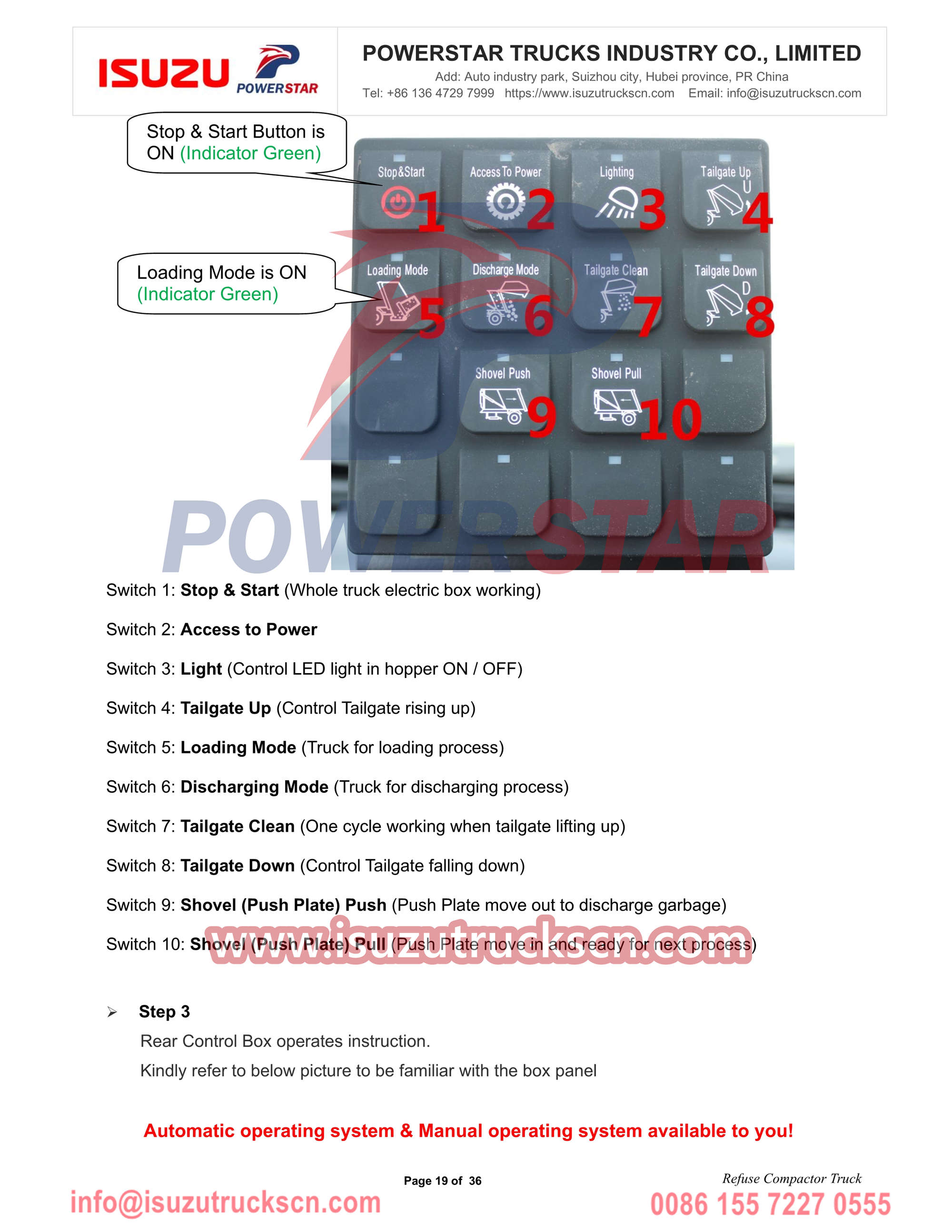 ISUZU FTR 16cbm tanggihan ang compactor truck manual