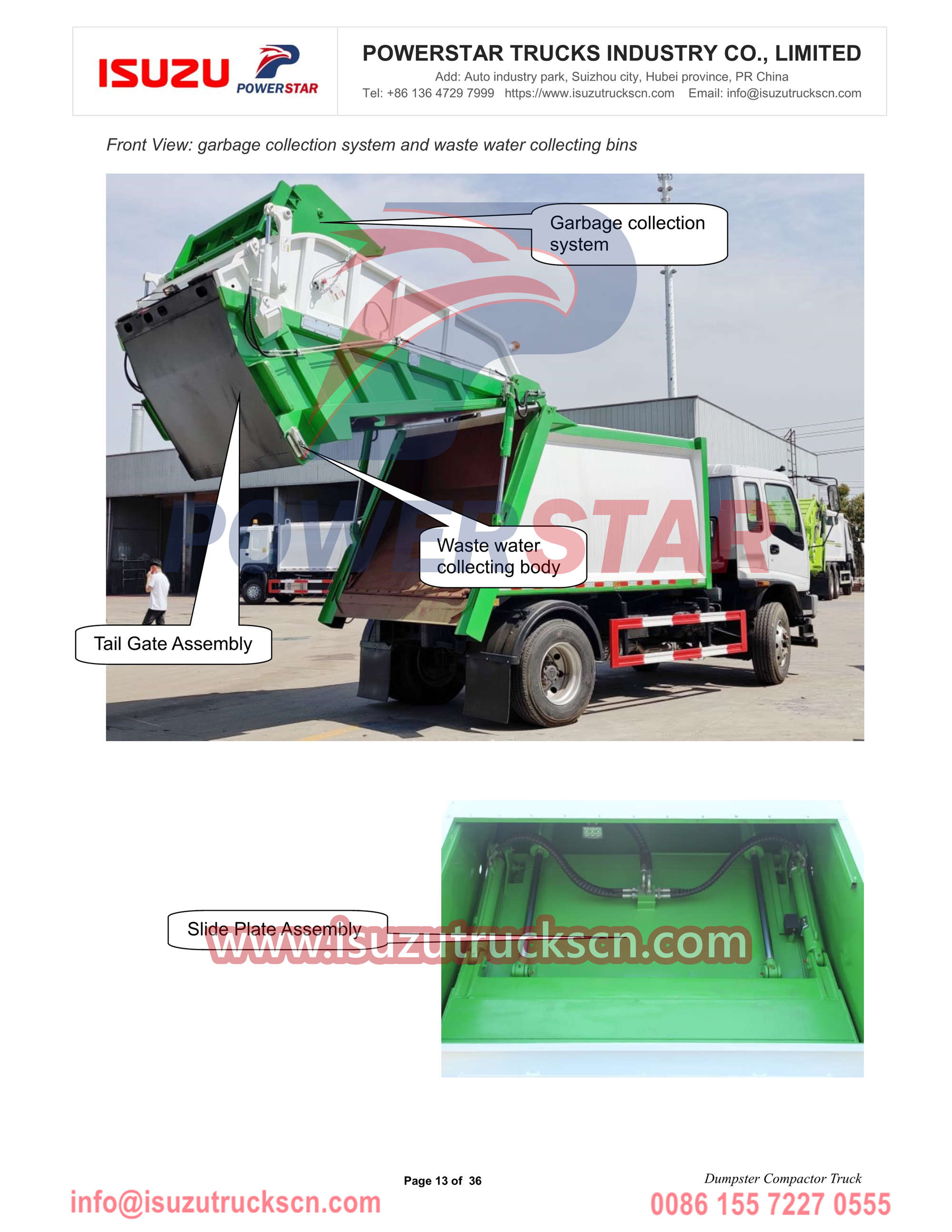 Africa Algeria ISUZU FTR Garbage Compactor Operation Manual