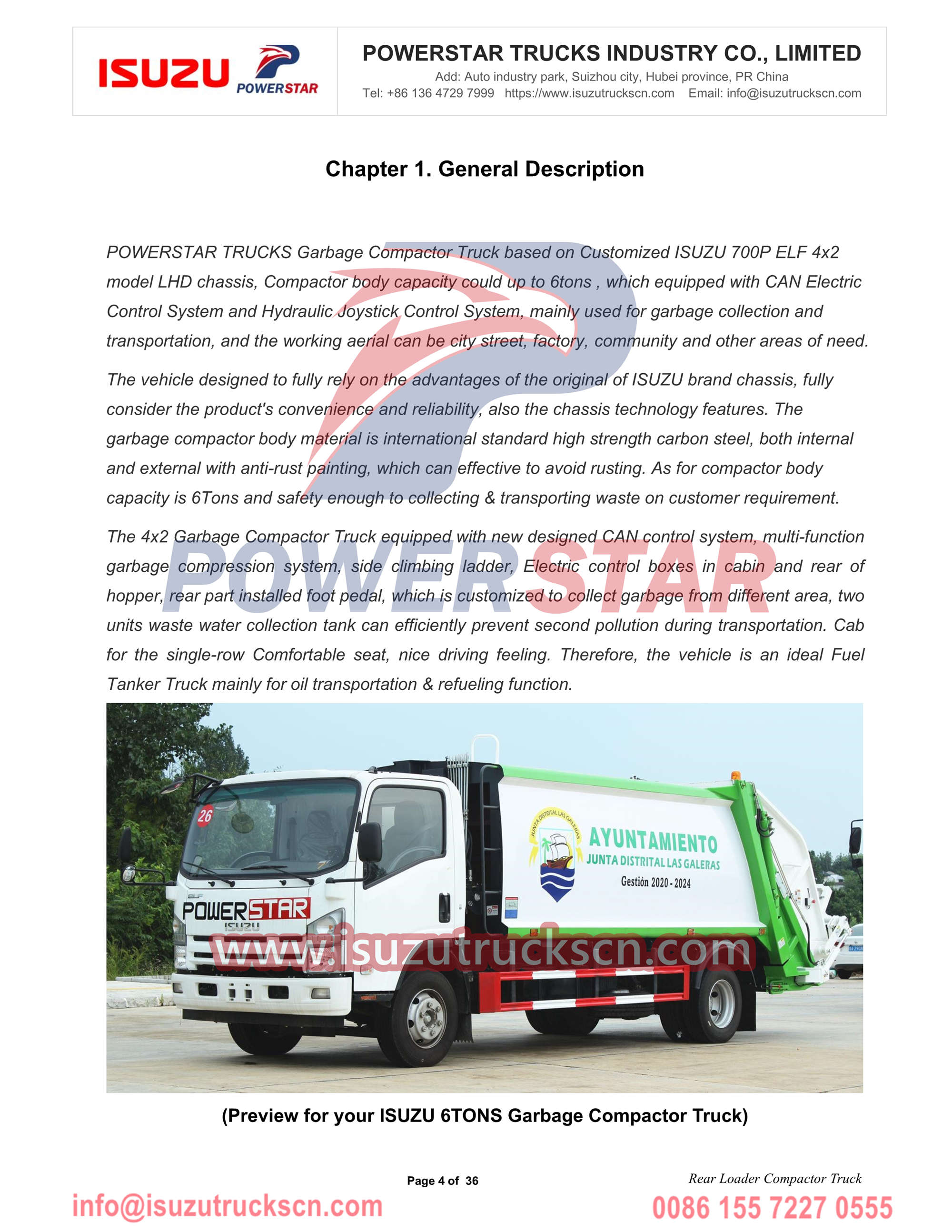 ISUZU NPR 10cbm trash compactor truck manual