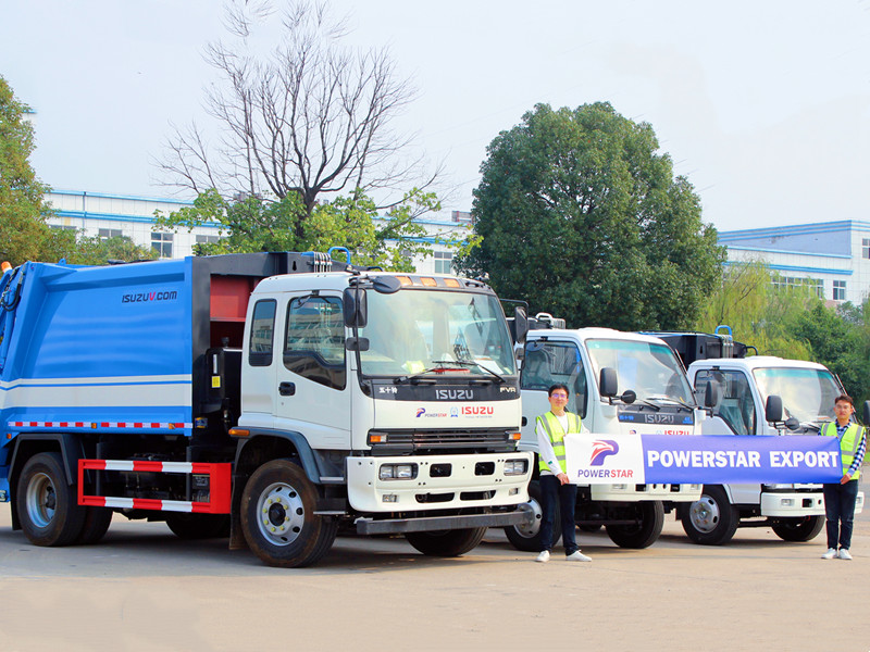 Isuzu garbage compactor truck na nagluluwas