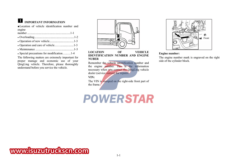 ISUZU 700p special truck manual