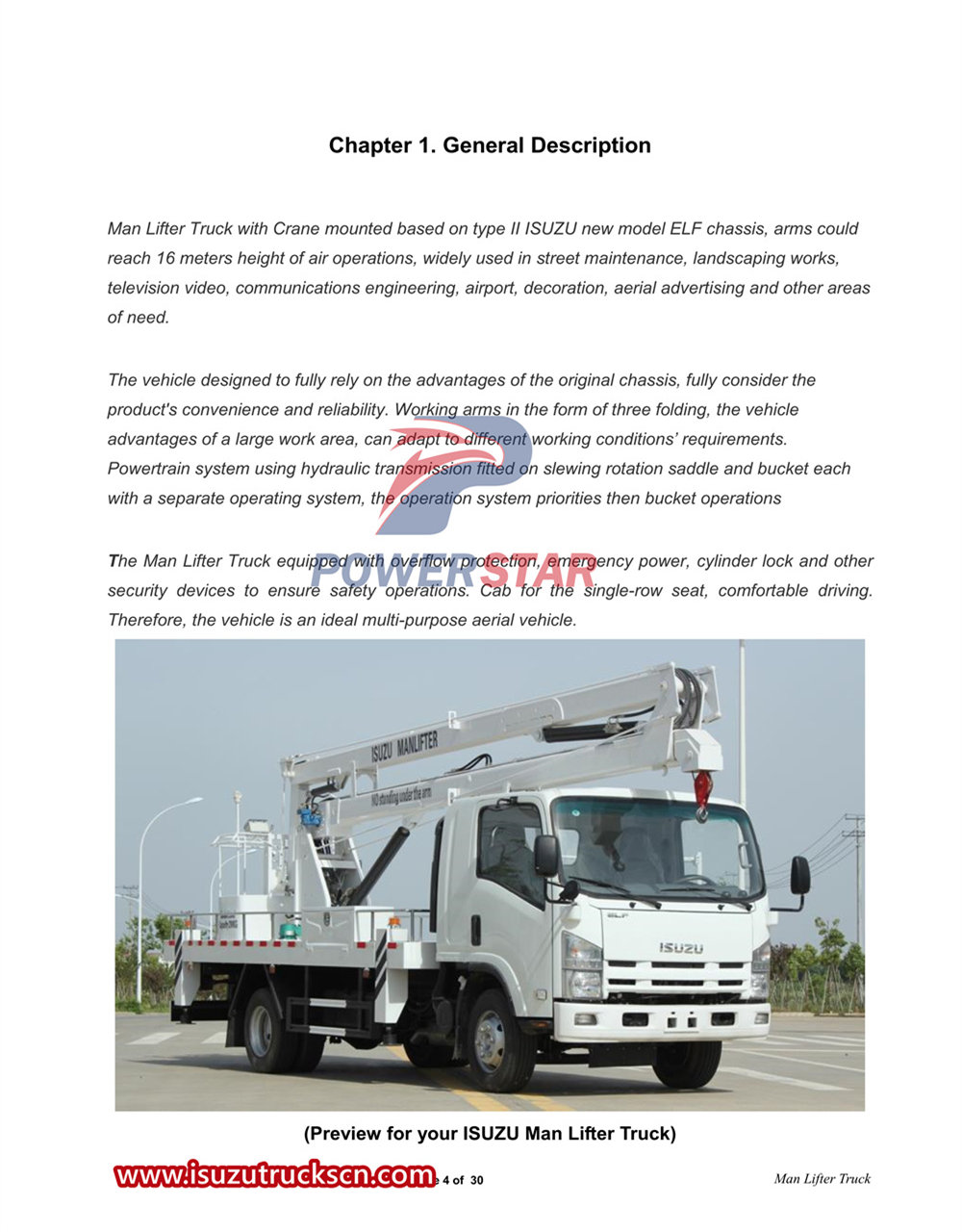 Isuzu 700P aerial platform truck