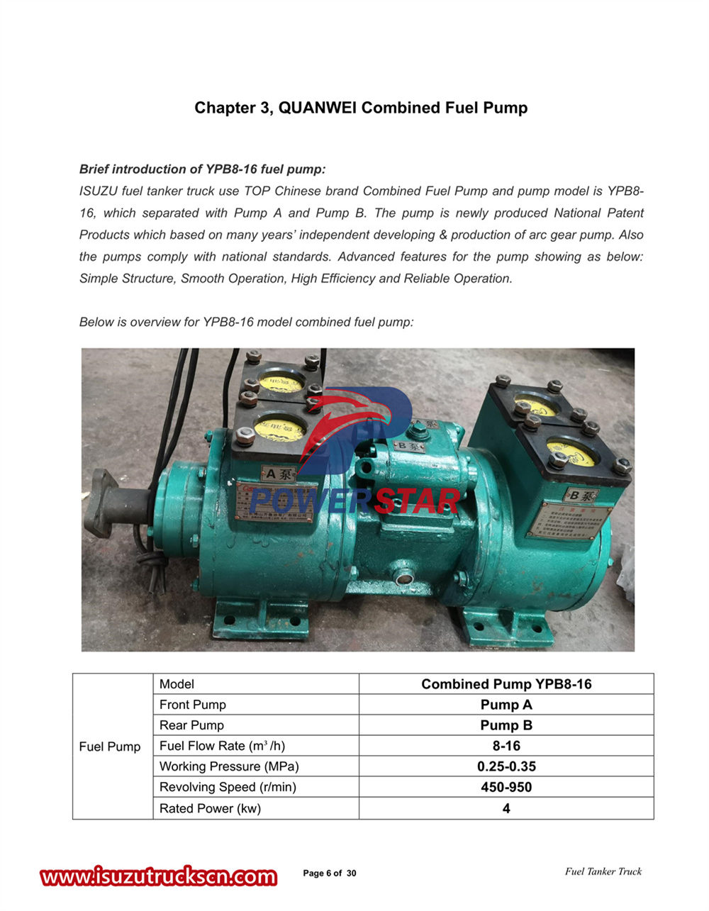 Isuzu 700P 4x4 combined fuel pump tanker truck manual