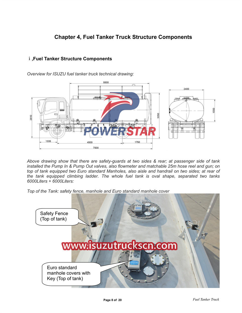 Isuzu FTR 12000L fuel tanker truck manual