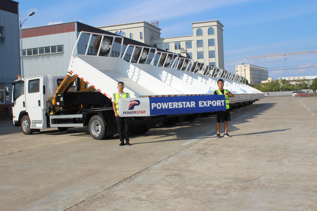 Kazakhstan 15unit Isuzu NPR dump truck with XCMG boom crane