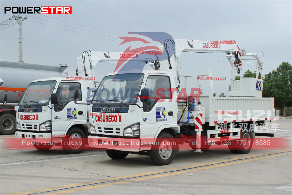 ISUZU 600P NKR truck na may 3.2tons na boom crane na naka-mount na may bucket export Cambodia
    