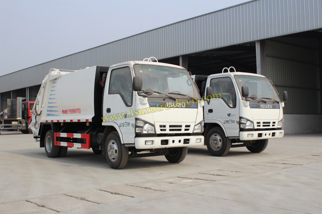 Ghana custom made 2 hanggang ISUZU 3ton 5cbm rubbish compactor truck
    