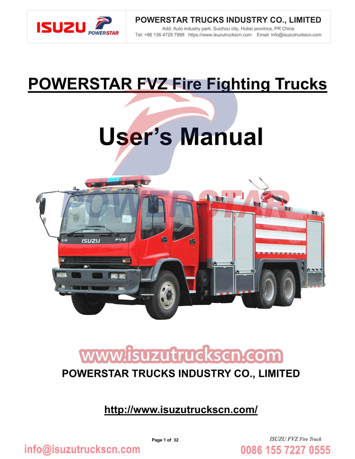 ISUZU Fire Truck operation manual export sa Gambia
    