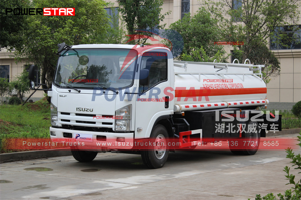 ISUZU NPR fuel bowser ELF 5000L oil tank truck export sa Sudan operation guidance
    