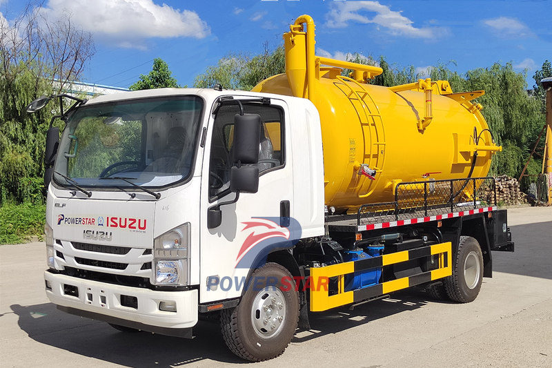 Isuzu NPR Pinagsamang sewer jetting at suction truck ay iniluluwas sa Dubai