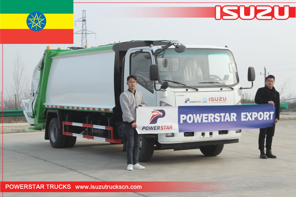 Ethiopia - ISUZU NPR rear loader refuse trucks
    